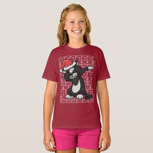 Dabbing Cat Ugly KerstSweater Dab T-shirt (Voorkant volledig)