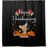 Dabbing Chihuahua DogTurkey Happy Thanksgiving Douchegordijn (Voorkant)