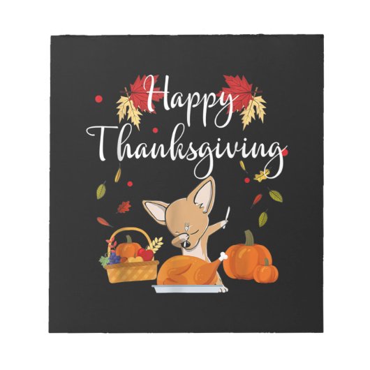 Dabbing Chihuahua DogTurkey Happy Thanksgiving Notitieblok (Voorkant)