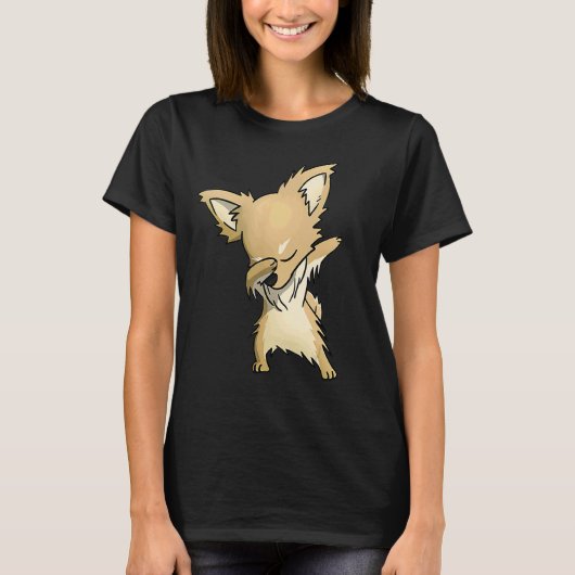Dabbing Chihuahua Long Haire Dog Dab Dance T-shirt (Voorkant)
