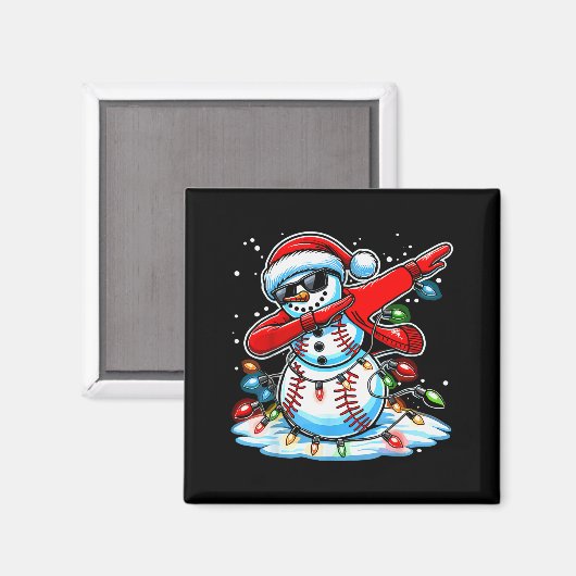 Dabbing Christmas Baseball Snowman Boys Baseball W Magneet (Voorkant / Achterkant)