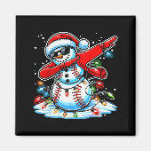 Dabbing Christmas Baseball Snowman Boys Baseball W Magneet (Voorkant)