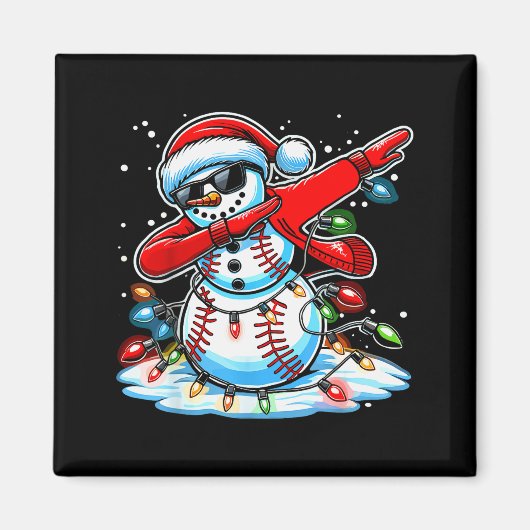 Dabbing Christmas Baseball Snowman Boys Baseball W Magneet (Voorkant)