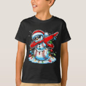 Dabbing Christmas Baseball Snowman Boys Baseball W T-shirt (Voorkant)