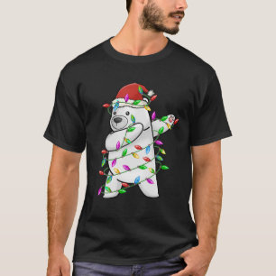 Dabbing Christmas Polar Beer Dabbing w Santa Hat L T-shirt
