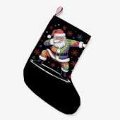 Dabbing Christmas Santa Ugly Christmas Kleine Kerstsok (Voorkant (Hangend))
