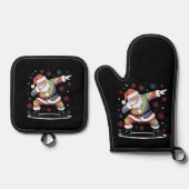 Dabbing Christmas Santa Ugly Christmas Ovenwant & Pannenlap Set (Voorkant)