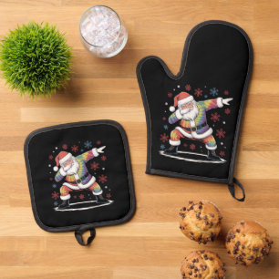 Dabbing Christmas Santa Ugly Christmas Ovenwant & Pannenlap Set