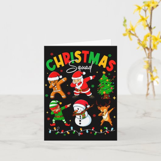 Dabbing Christmas Squad Santa Elf Family Matching Kaart (Gele Bloem)
