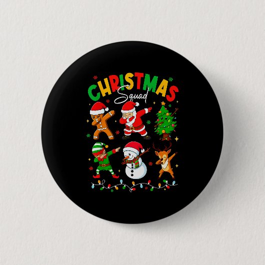 Dabbing Christmas Squad Santa Elf Family Matching Ronde Button 5,7 Cm (Voorkant)