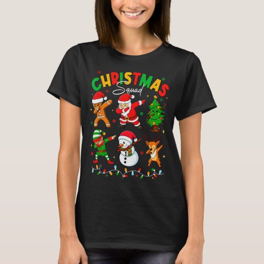 Dabbing Christmas Squad Santa Elf Family Matching T-shirt (Voorkant)