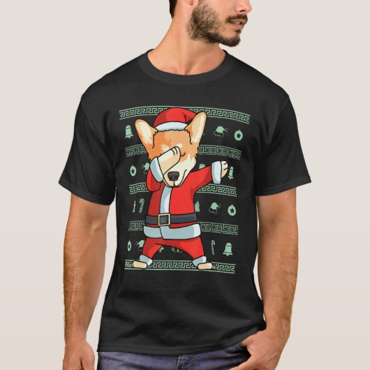 Dabbing Corgi Christmas Dab Dance T-shirt (Voorkant)