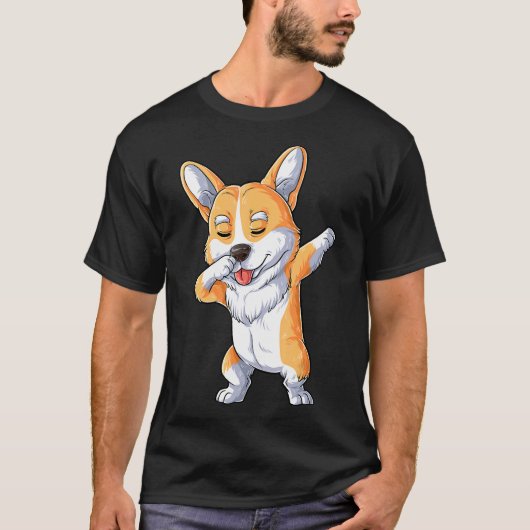 Dabbing Corgi Dog Dab Dance T-shirt (Voorkant)