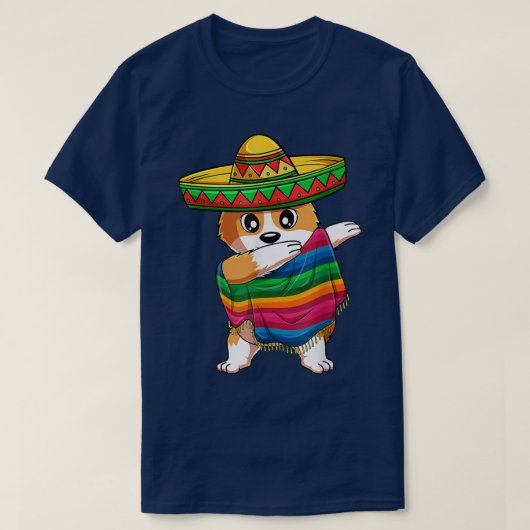 Dabbing Corgi Dog Mexican Poncho Sombrero Cinco T-shirt (Design voorkant)