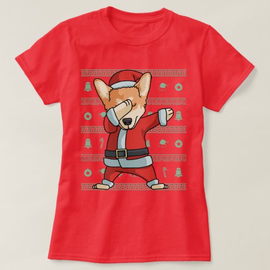 Dabbing corgi dog T-Shirt Kerstmis Dance (Design voorkant)