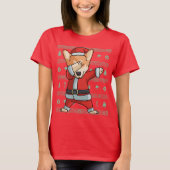 Dabbing corgi dog T-Shirt Kerstmis Dance (Voorkant)