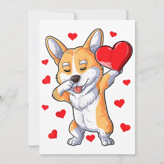 Dabbing Corgi Heart Valentijnsdag Boys Kinder Love Aankondiging (Voorkant)