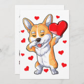 Dabbing Corgi Heart Valentijnsdag Boys Kinder Love Aankondiging (Voorkant / Achterkant)
