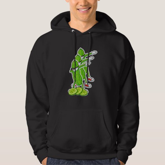 Dabbing Cucumber Pickle Dancing Wearing Sunglasses Hoodie (Voorkant)