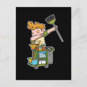Dabbing Custodian Cleaning School Janitor Caretake Briefkaart