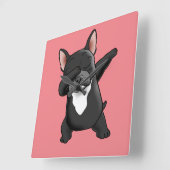 Dabbing Cute French Bulldog Vierkante Klok (Hoek)