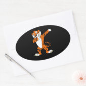 Dabbing Cute Tiger Animal Party Ovale Sticker (Envelop)
