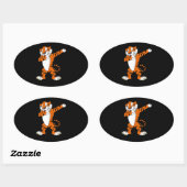 Dabbing Cute Tiger Animal Party Ovale Sticker (Vel)