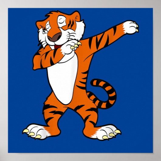 Dabbing Cute Tiger Animal Party Poster (Voorkant)