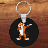 Dabbing Cute Tiger Animal Party Sleutelhanger (Voorkant)