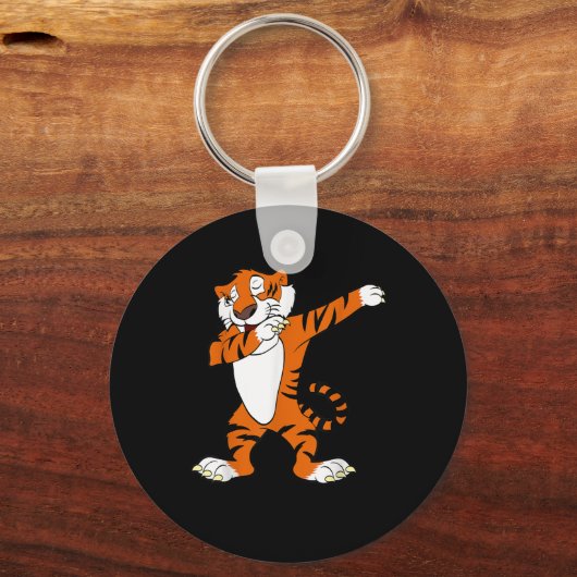 Dabbing Cute Tiger Animal Party Sleutelhanger (Voorkant)
