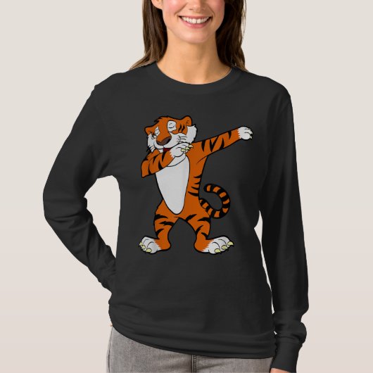 Dabbing Cute Tiger Animal Party T-shirt (Voorkant)