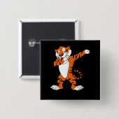 Dabbing Cute Tiger Animal Party Vierkante Button 5,1 Cm (Voorkant /achterkant)
