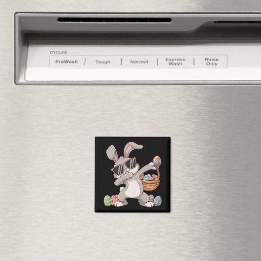 Dabbing Dab Rabbit Bunny Easter Eggs Basket Magneet (Insitu (Vaatwasser))