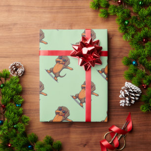 Dabbing Dachshund Cadeaupapier