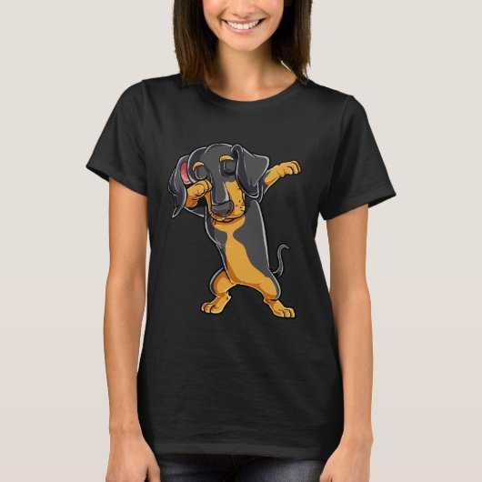 Dabbing Dachshund  Dog   Boys Kids Dab Dance T-shirt (Voorkant)