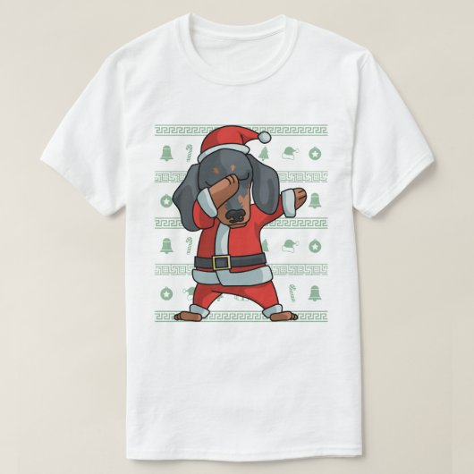 Dabbing dachshund dog T-Shirt Kerstmis Dance (Design voorkant)