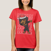 Dabbing Dachshund Ugly KerstSweater T-shirt (Voorkant)
