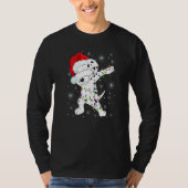 Dabbing Dalmatian Dog Wear Santa Hat Lights Christ T-shirt (Voorkant)