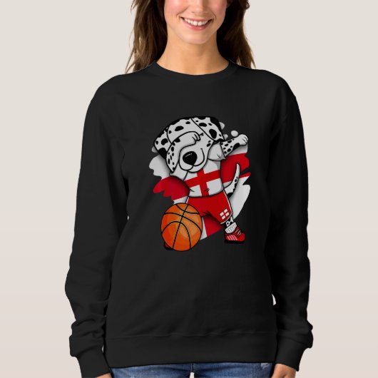 Dabbing Dalmatian England Basketball Fans Jersey B Trui (Voorkant)