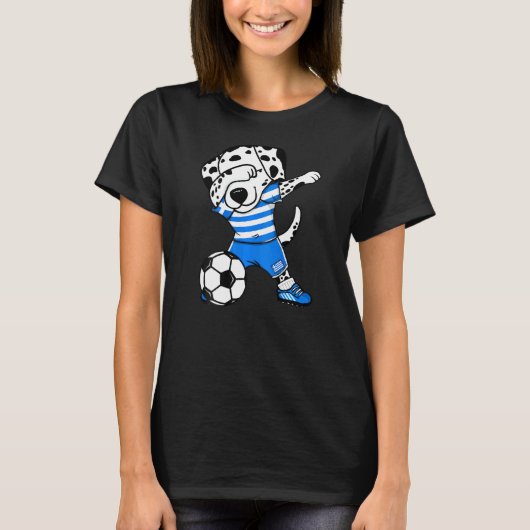 Dabbing Dalmatian Greece Soccer Fans Jersey Grieks T-shirt (Voorkant)