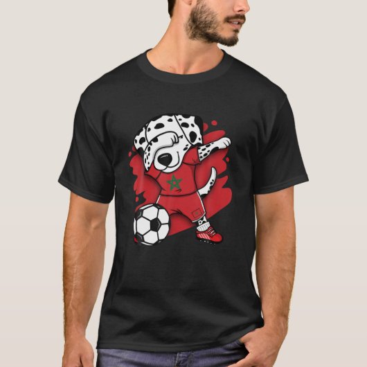 Dabbing Dalmatian Marokko Soccer Fans Jersey Footb T-shirt (Voorkant)