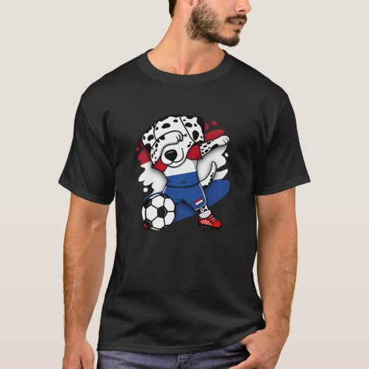 Dabbing Dalmatian Netherlands Soccer Fans Jersey T-shirt (Voorkant)