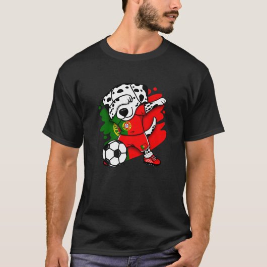 Dabbing Dalmatian Portugal Soccer Fans Jersey Foot T-shirt (Voorkant)