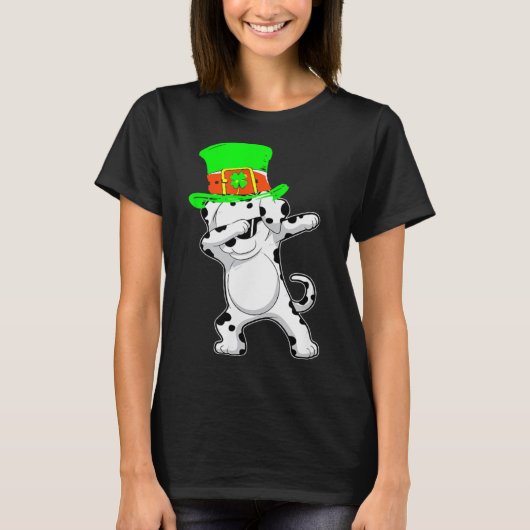 Dabbing Dalmation St Patricks Day Mannen Vrouwen j T-shirt (Voorkant)