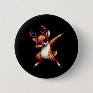 Dabbing Dance Deer Heart Sungles  Ronde Button 5,7 Cm