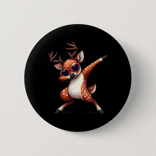 Dabbing Dance Deer Heart Sungles  Ronde Button 5,7 Cm (Voorkant)