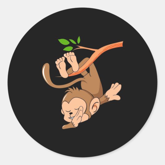 Dabbing Dance Monkey Ronde Sticker (Voorkant)