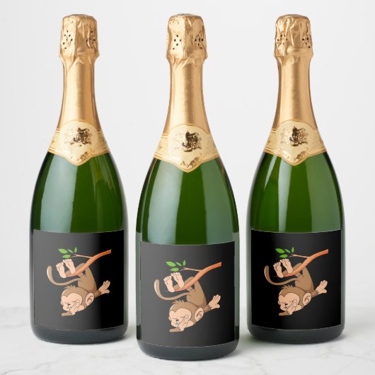 Dabbing Dance Monkey Sparkling Wijnetiket (Flessen)