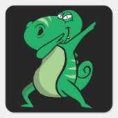 Dabbing dans dinosaur vierkante sticker (Voorkant)