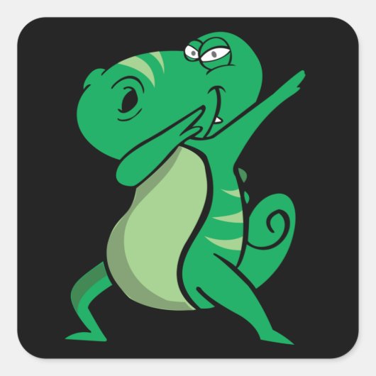 Dabbing dans dinosaur vierkante sticker (Voorkant)